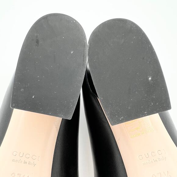 GUCCI Willow Loafer Pumps EU 37.5 US 7.5 Black GG Logo Pearl Scalloped Leather - Picture 13 of 15